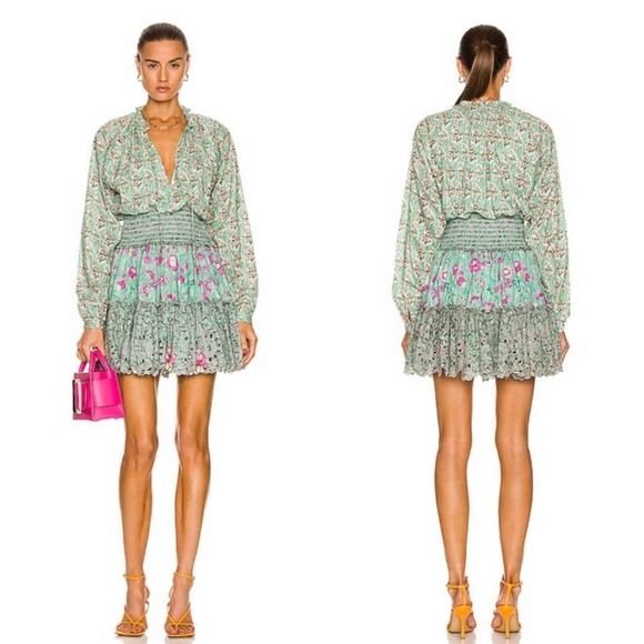 NEW Hemant & Nandita Hera Long Sleeve Mini Dress in Mint Macaron Size M - Picture 1 of 8